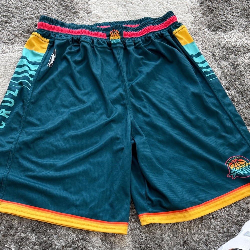 NBA G League Santa Cruz Teal and Yellow Athletic Shorts